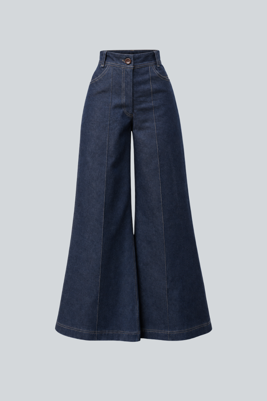 Pantalón Palazzo Dakota de Jeanette Toscano en denim oscuro de tiro alto y silueta amplia