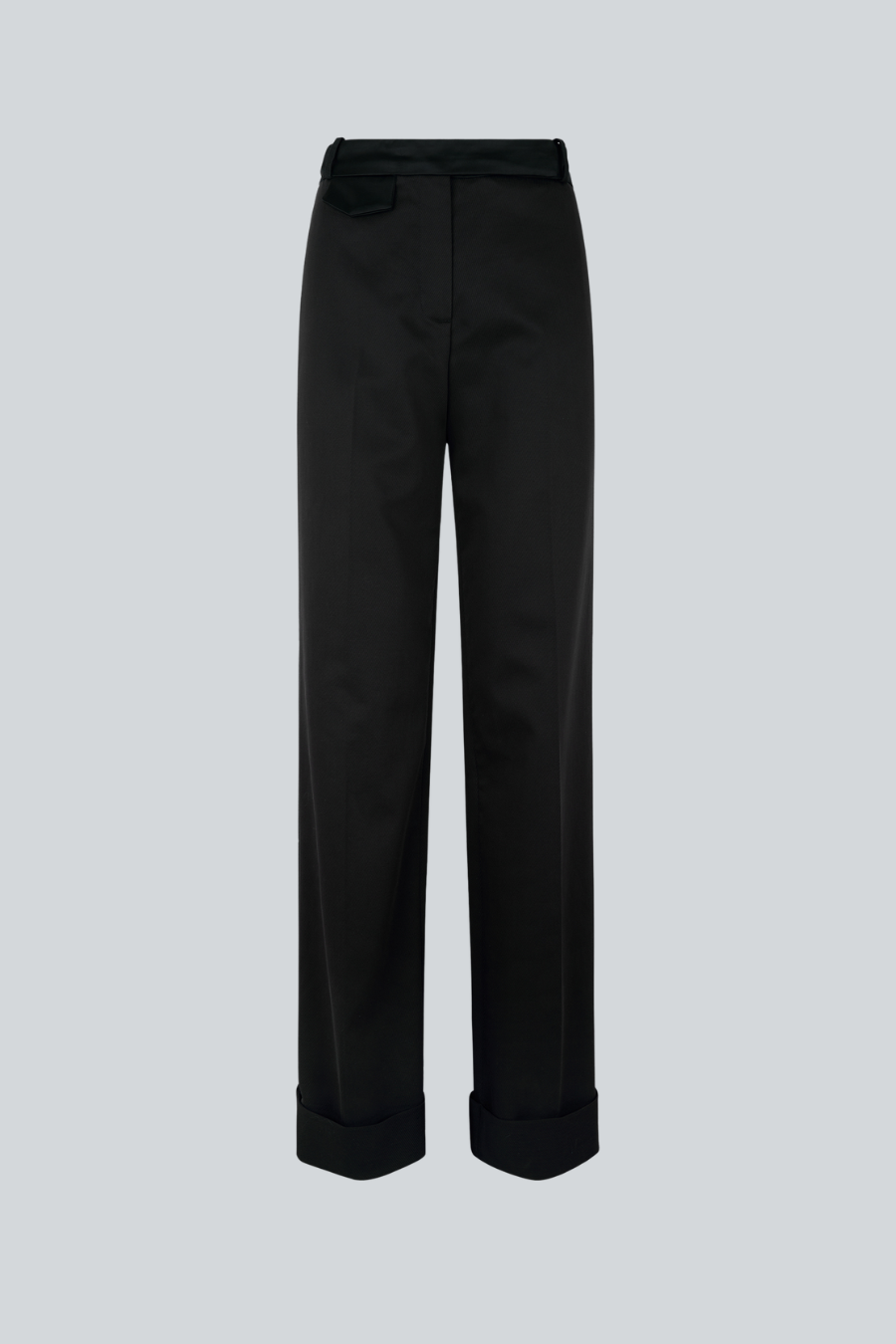 Pantalón Rowan de Sandra Weil en color negro, de tiro alto y corte recto con costuras frontales