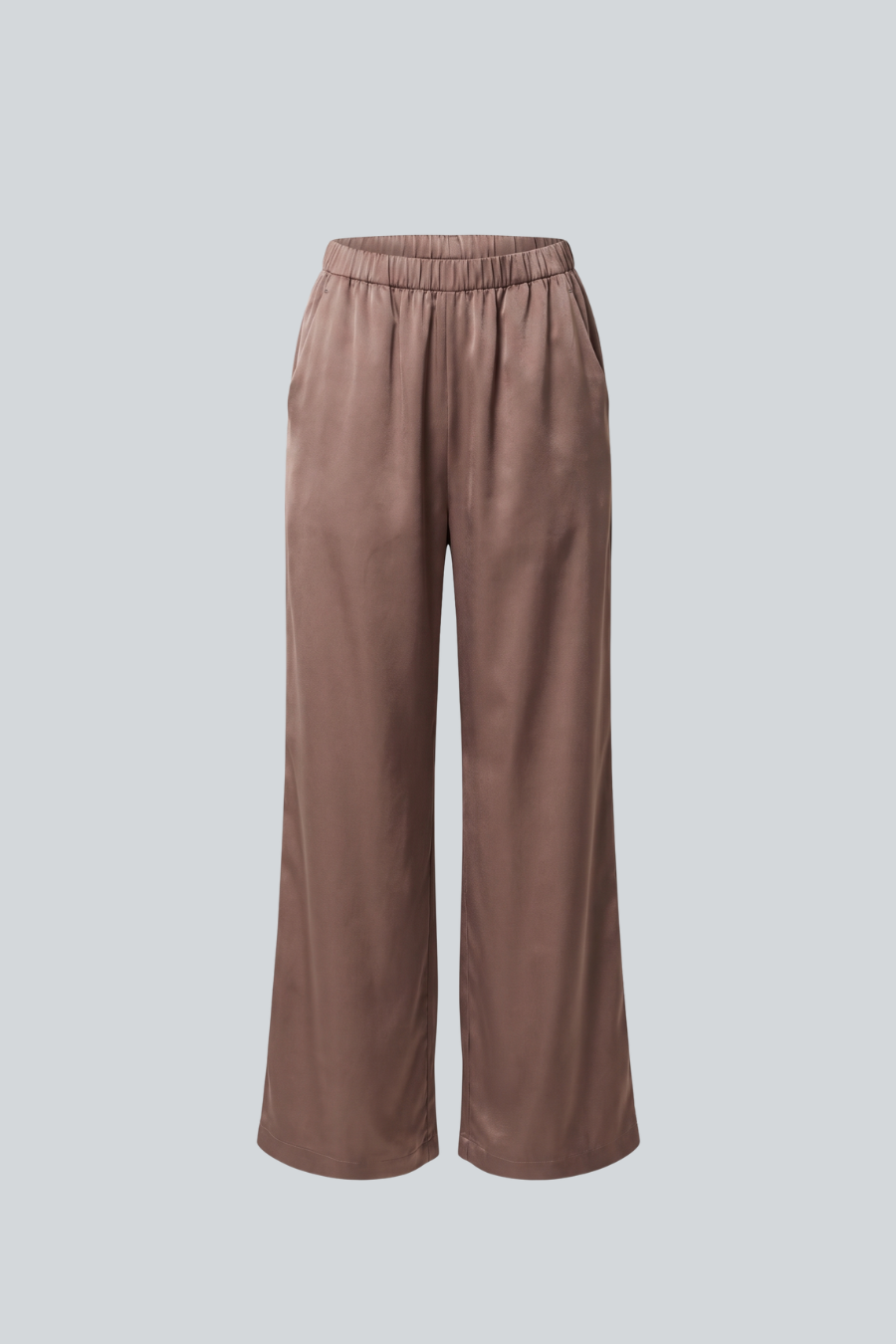 Pantalón Satyn Lyra de Entos, pantalón largo de satén color marrón