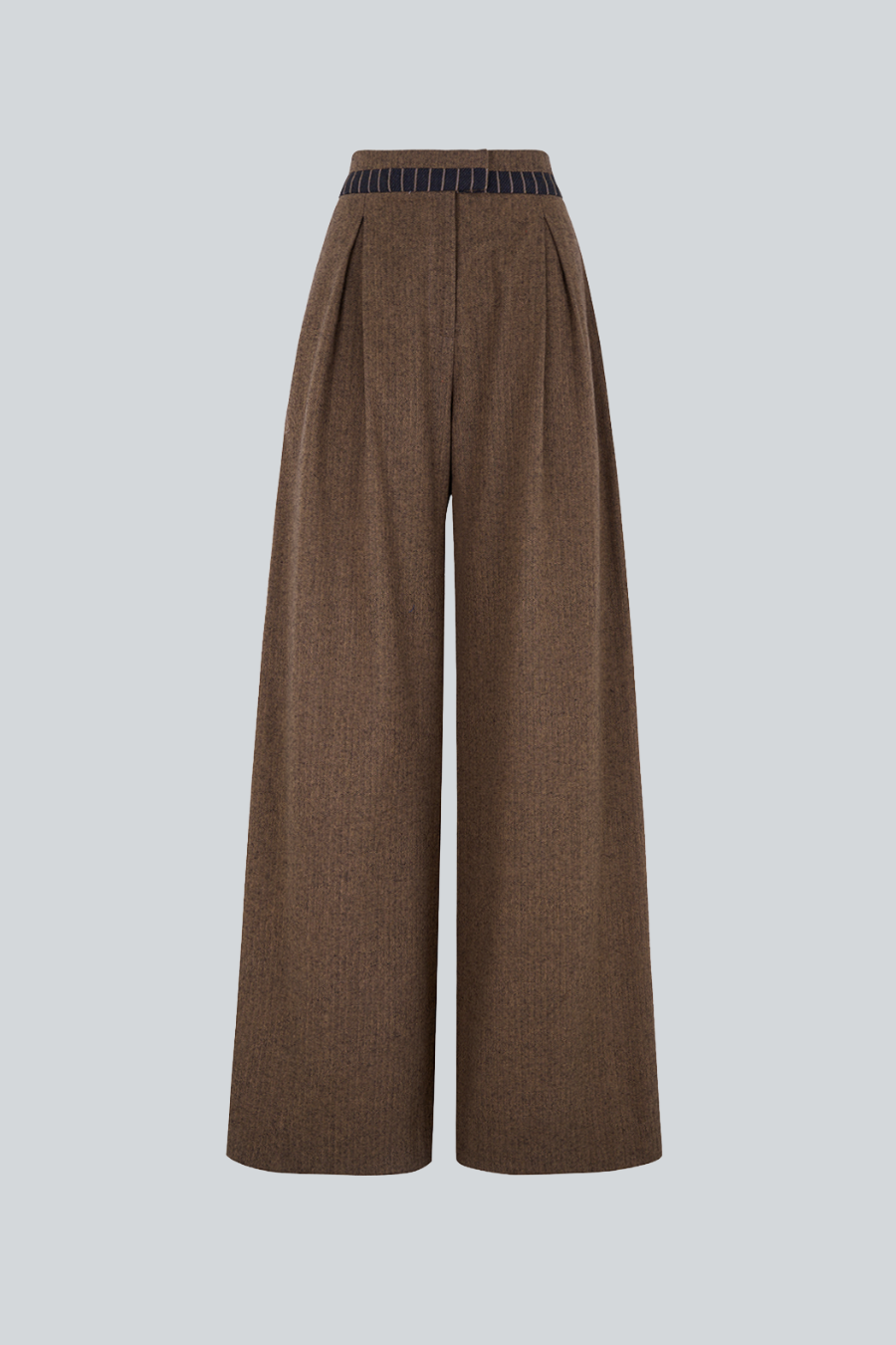 Terracota Pant, pantalón de tiro alto con pliegue frontal y pretina contrastante