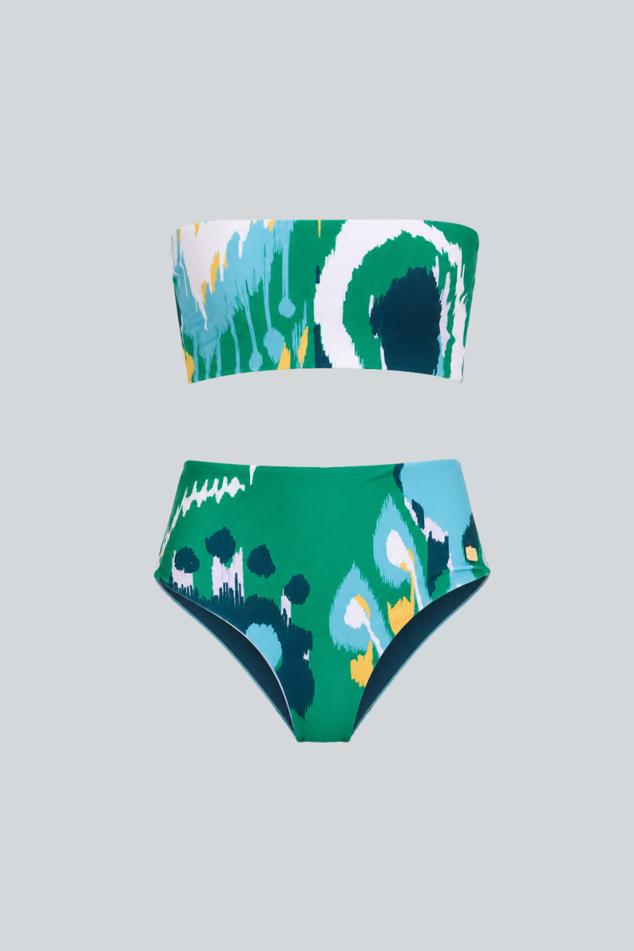 Bikini Penelope Maui de SG Eleazar con estampado paisley en tonos verdes.
