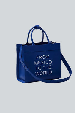 BOLSO LEYENDA PIEL CHICA AZUL