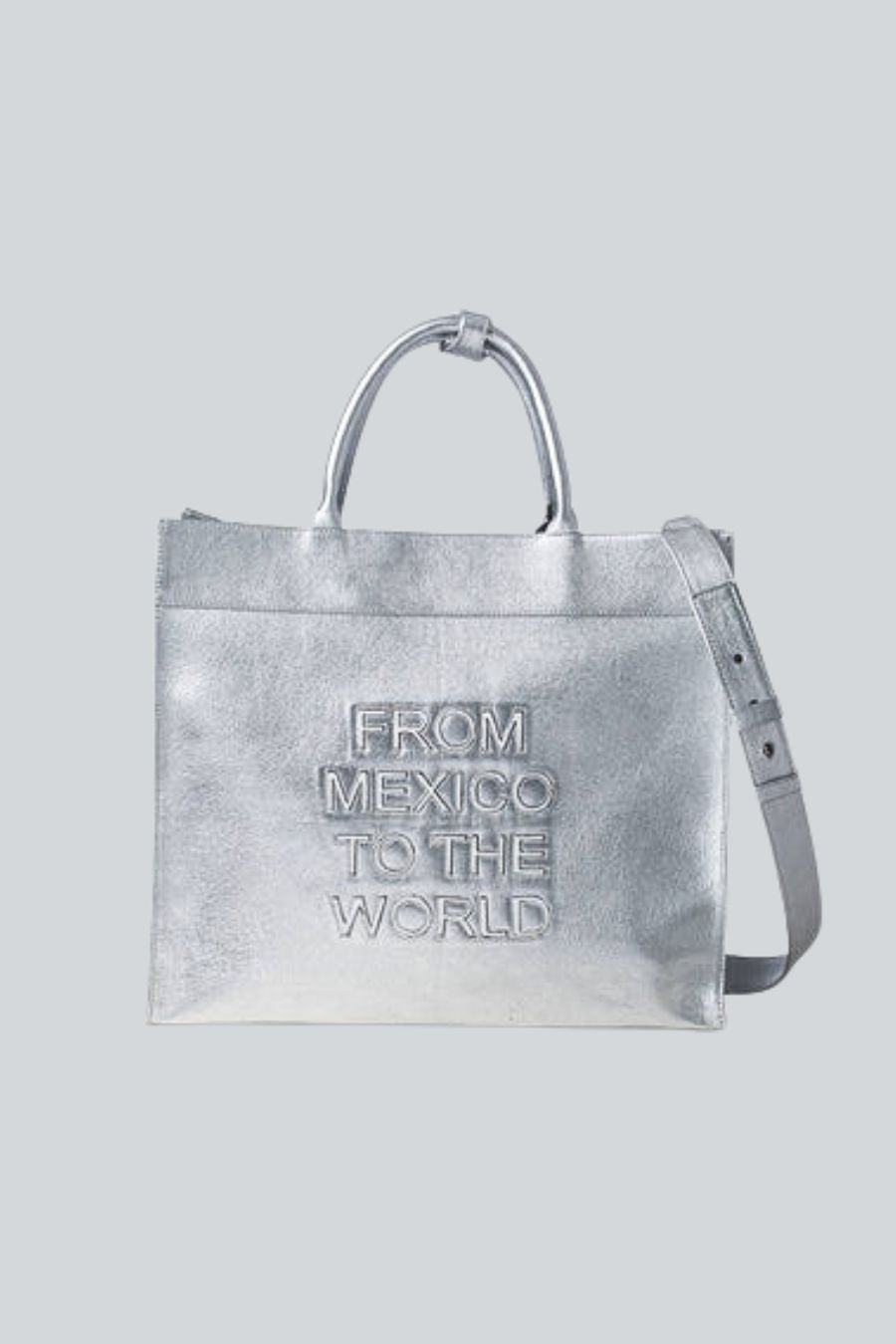 BOLSO LEYENDA PIEL MAXI PLATA