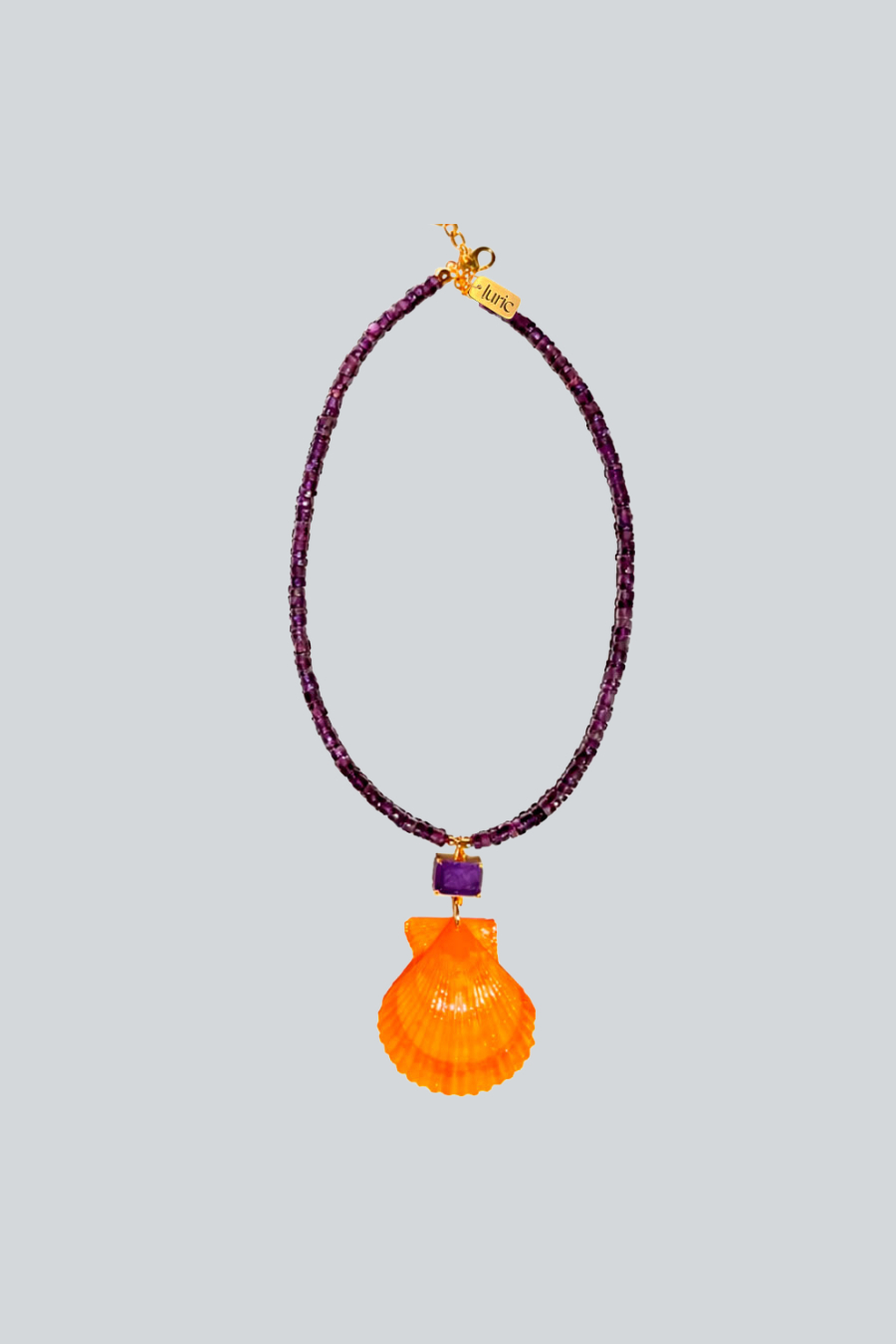 Collar concha natural naranja