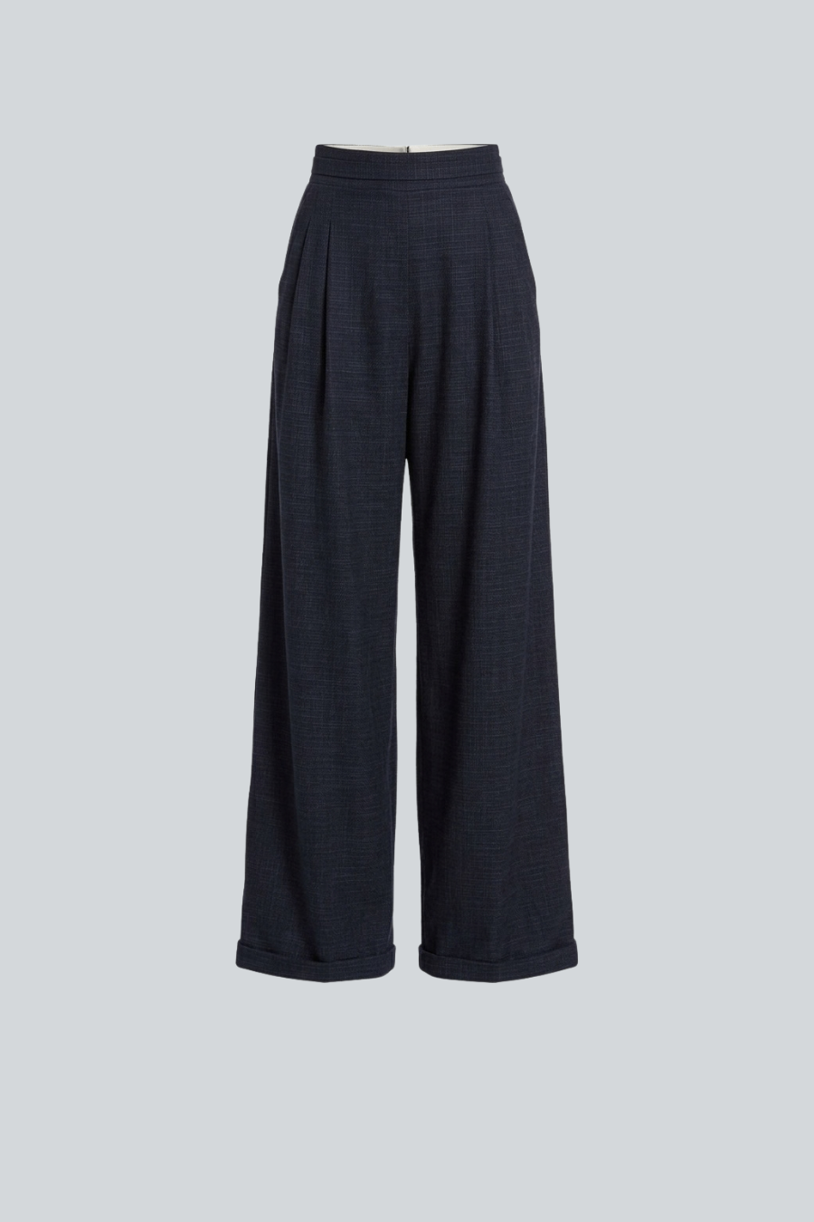 Pantalón Strava de Arial 12 de corte recto con pinzas y estampado de cuadros azul.