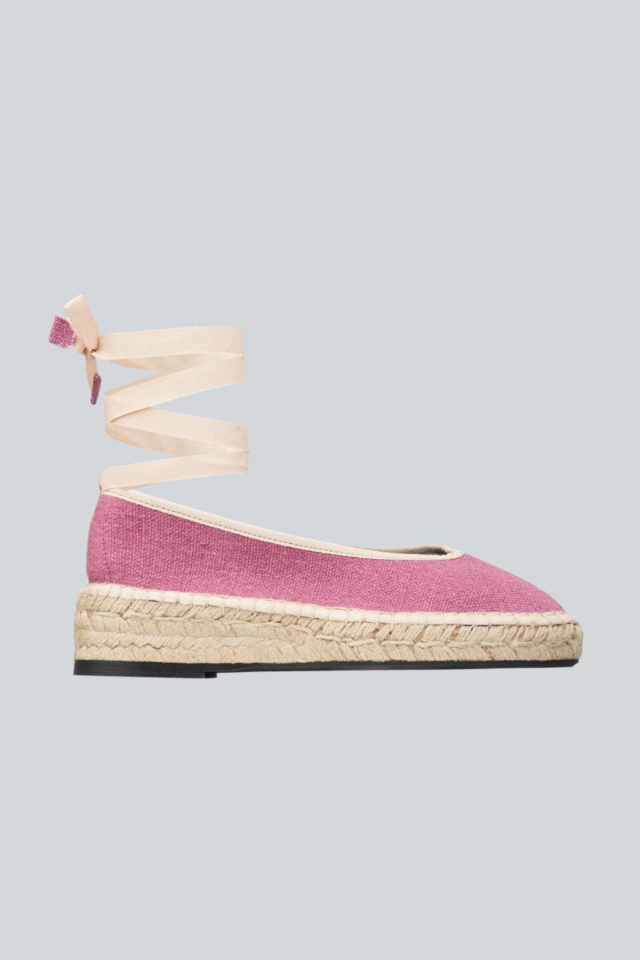 Zapato rosa tela y lino con suela de caucho 