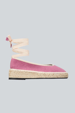Zapato rosa tela y lino con suela de caucho 