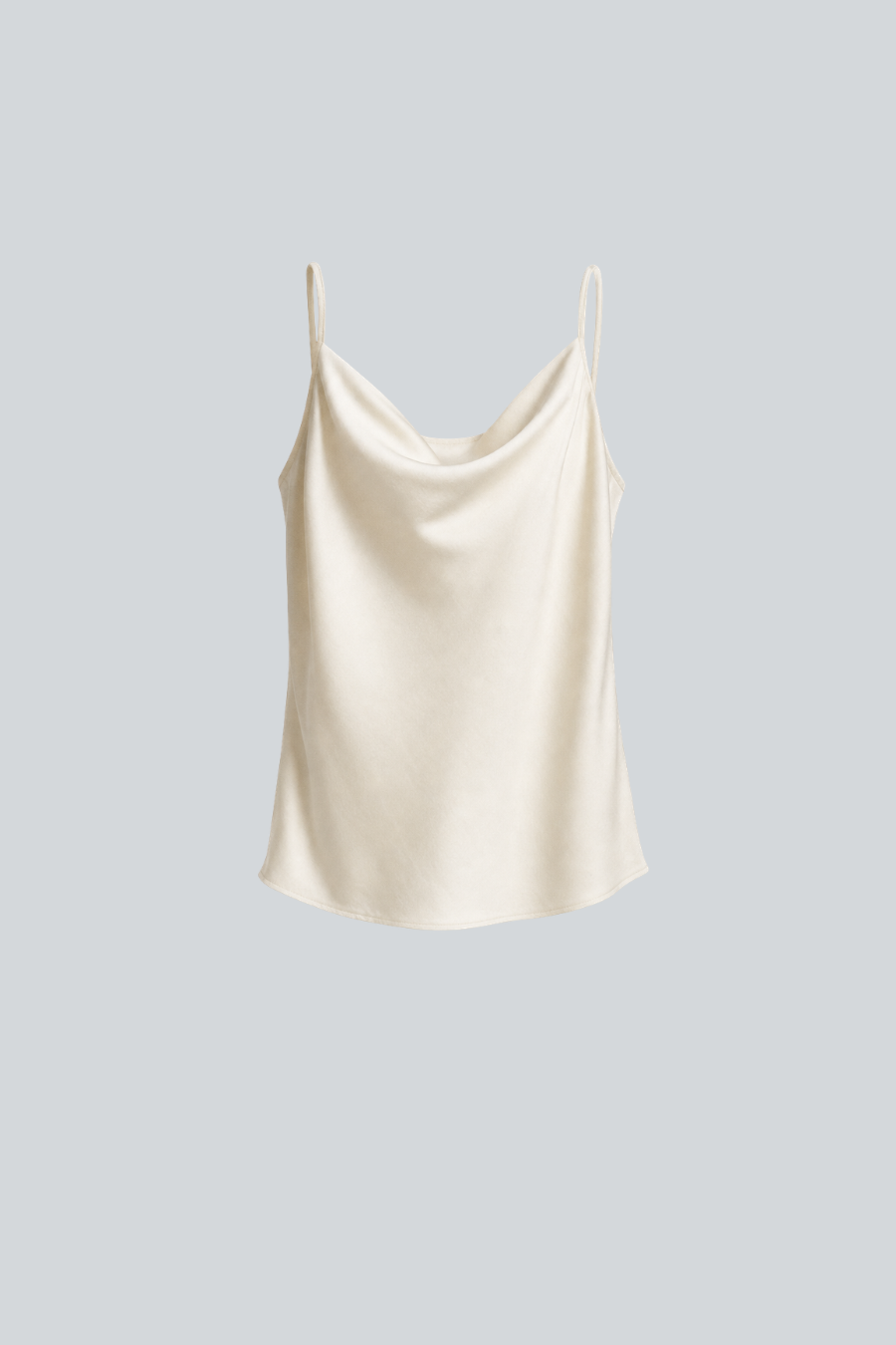 Blusa Adele ivory de tirantes con cuello drapeado de Entos.  