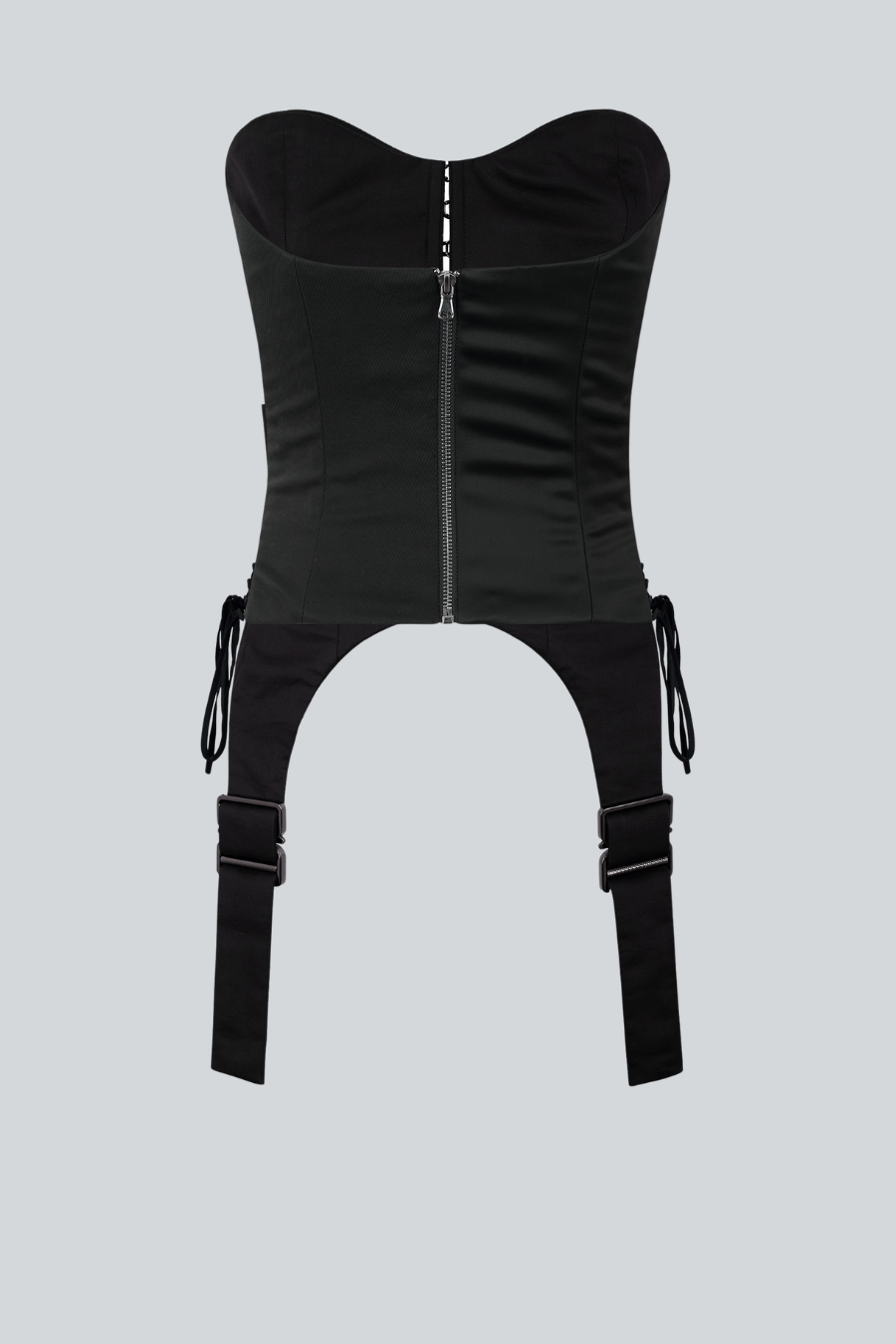 Vista posterior del Corset Unattainable Black de Sandra Weil con construcción estructurada