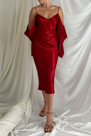 Vestido rojo con manga desmontable Cynthia Buttenklepper Ugga