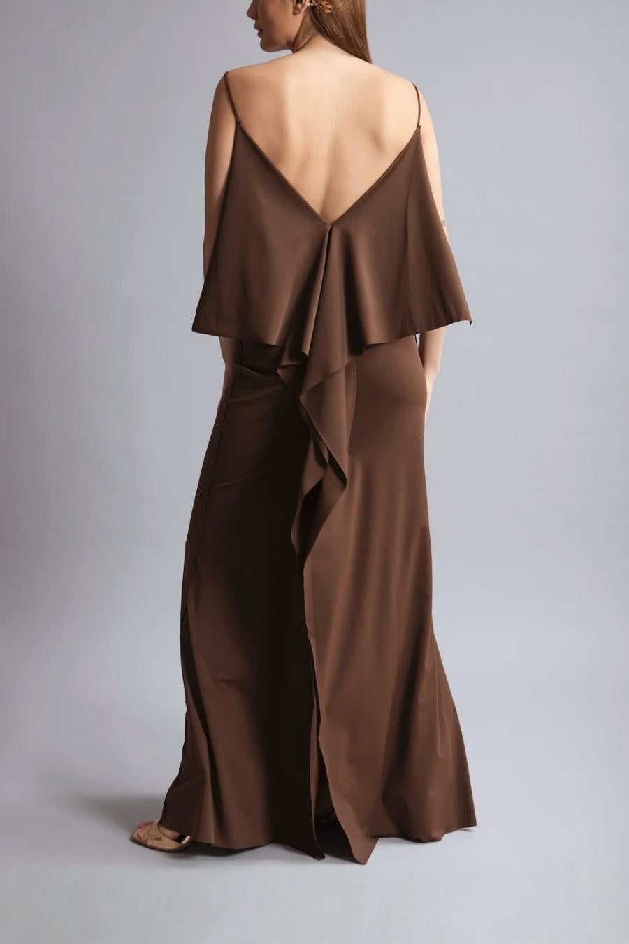VESTIDO LARGO FLY MARRÓN