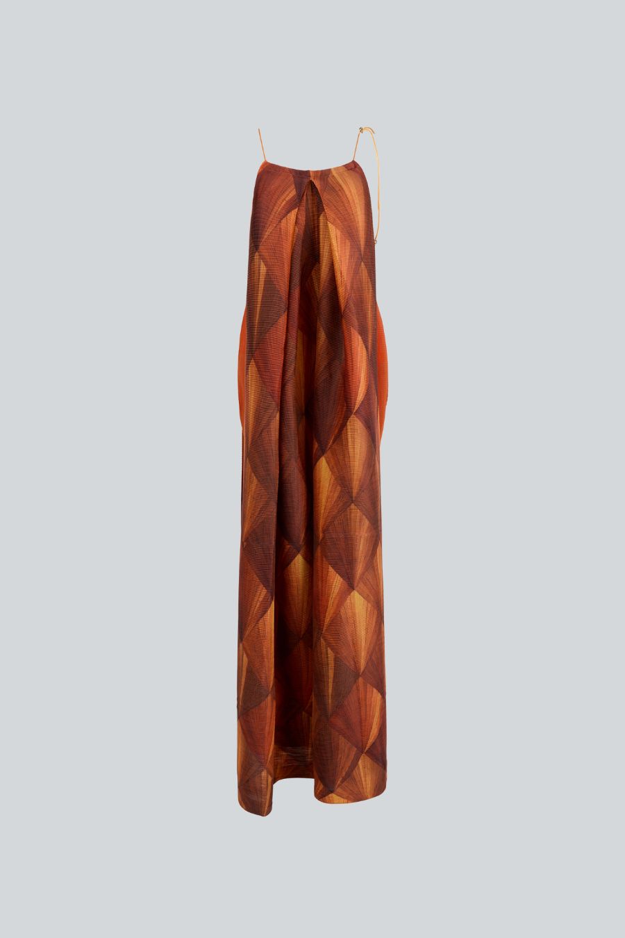 vestido con escote halter fuego naranja