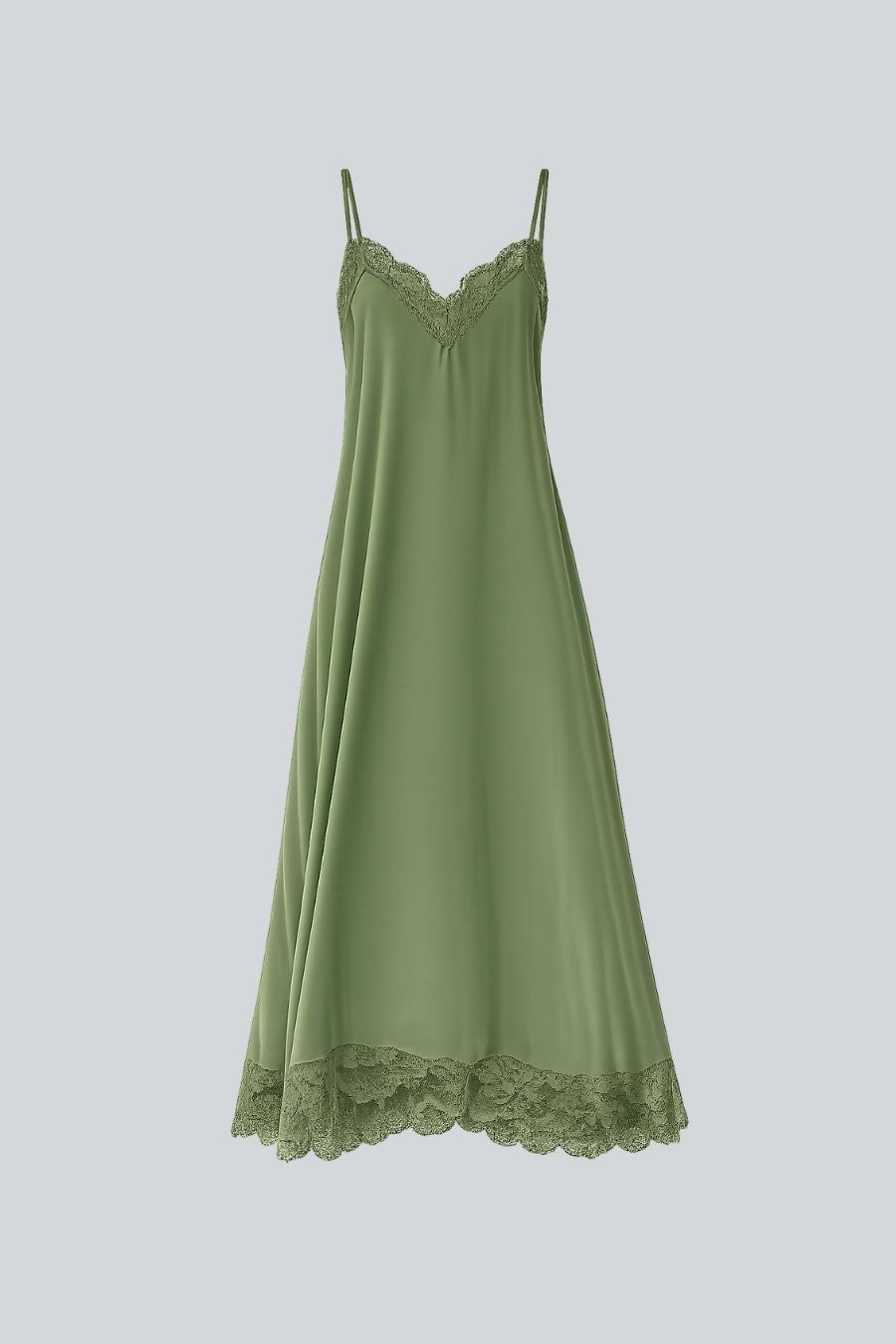 VESTIDO LARGO SERAPHINE VERDE OLIVO