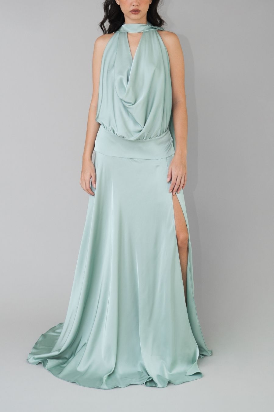 VESTIDO LARGO LUNARA VERDE MENTA