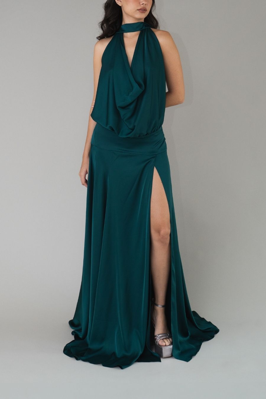 VESTIDO LARGO LUNARA VERDE BOTELLA
