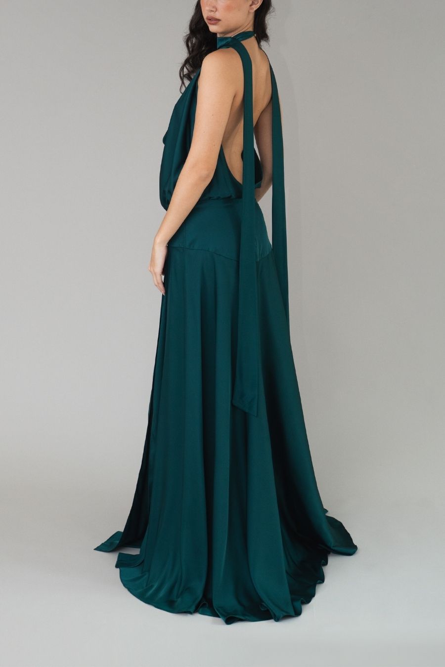 VESTIDO LARGO LUNARA VERDE BOTELLA