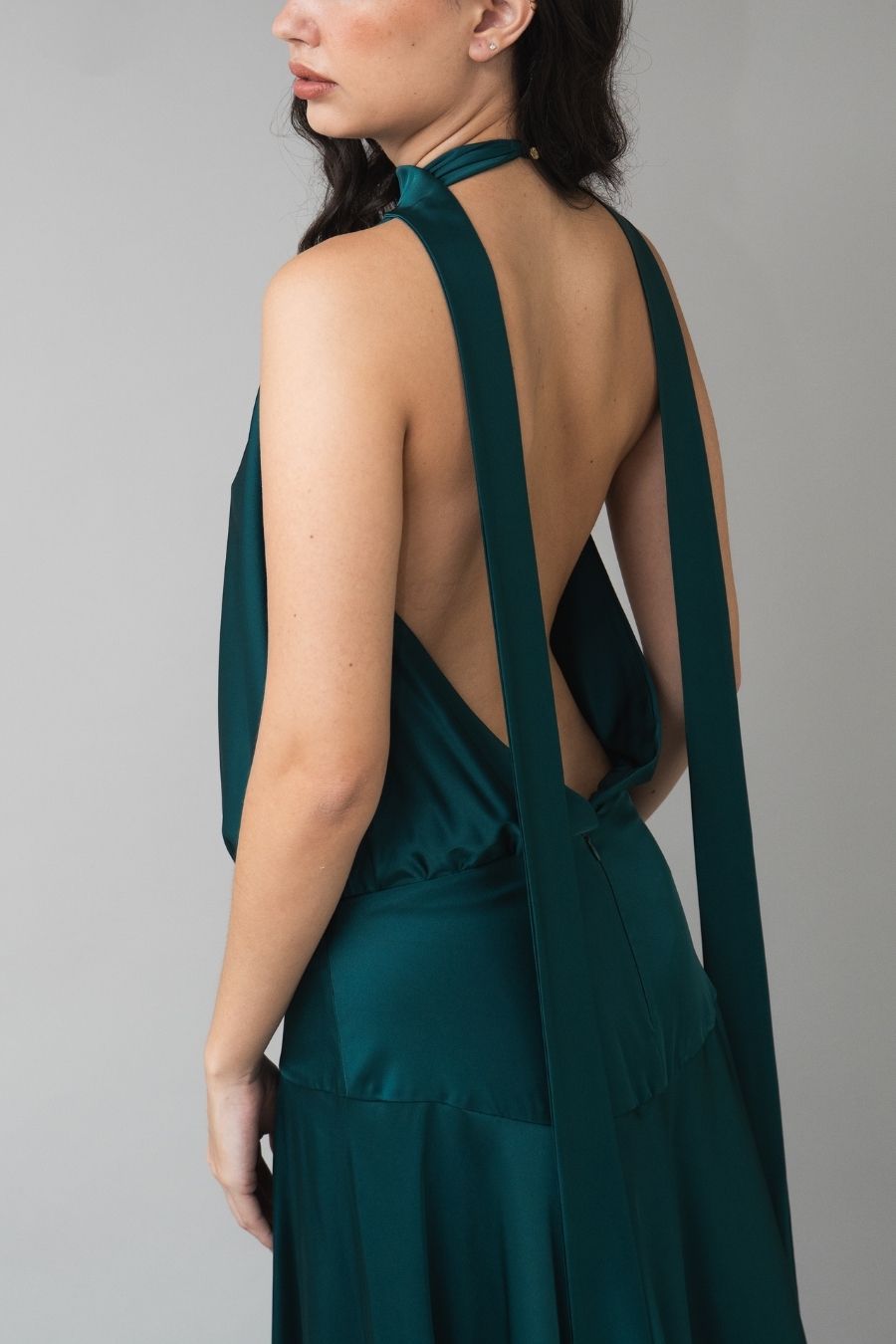 VESTIDO LARGO LUNARA VERDE BOTELLA