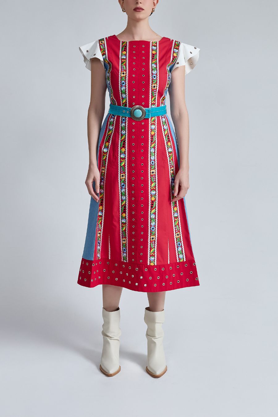 VESTIDO CON FLORES ROJO