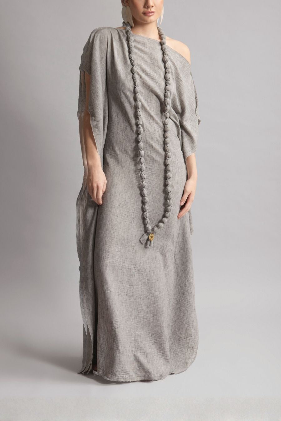 VESTIDO LARGO SENDA COTTON GRIS