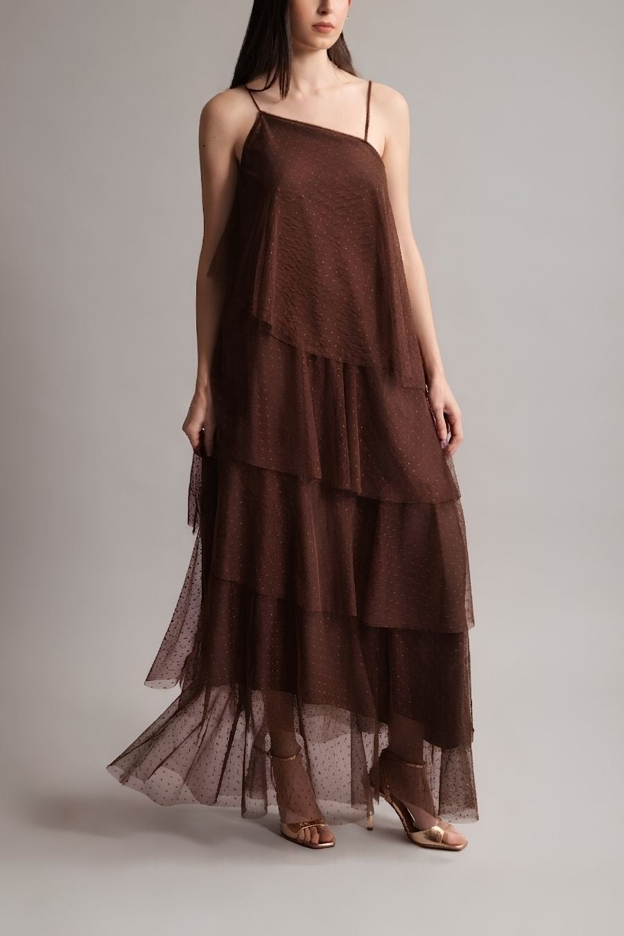 VESTIDO LARGO SEVILLA MARRON