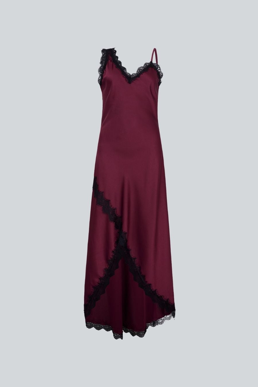 VESTIDO LARGO SLIP DRESS ASIMÉTRICO TINTO