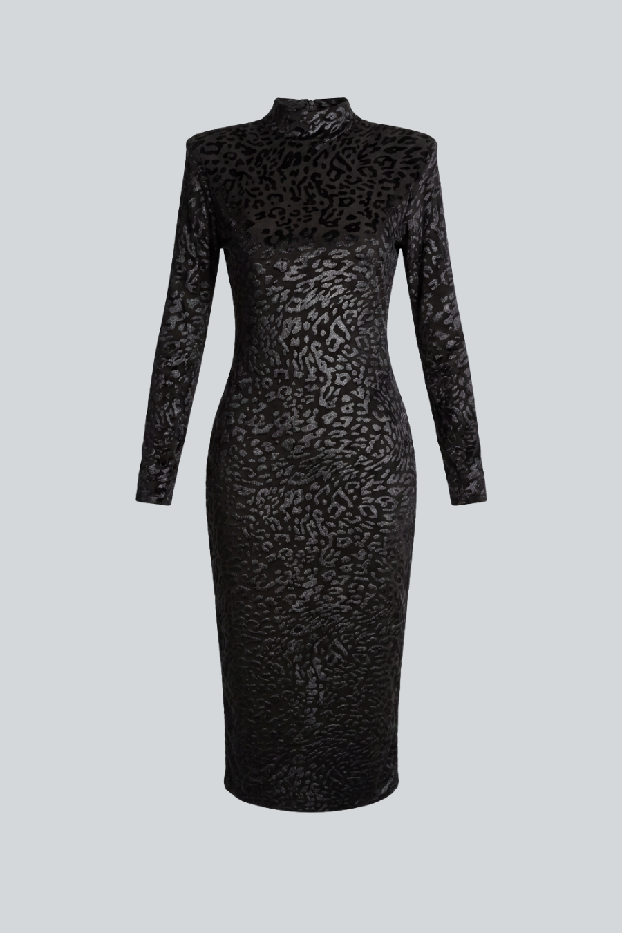 Vestido midi de Alfredo Martínez con animal print negro y escote en la espalda