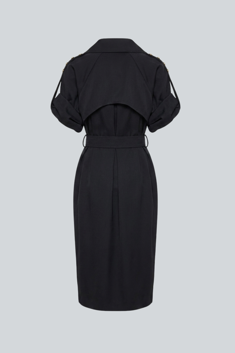 Vestido gabardina negro de diseñador mexicano en gabardina de Alfredo Martínez.