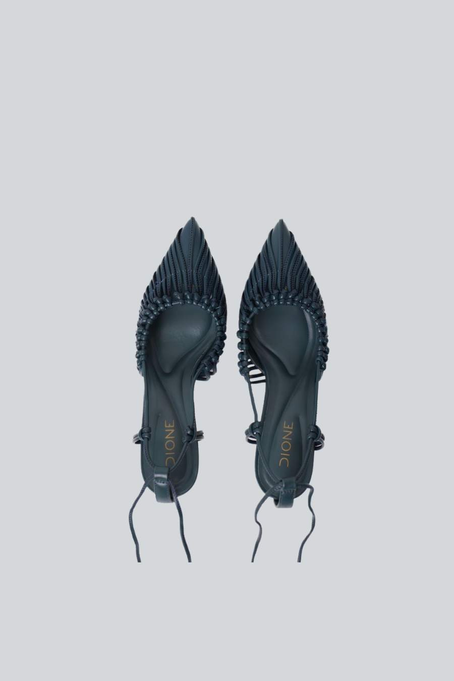 Zapatillas de punta con tiras de piel de Dione, vista superior.