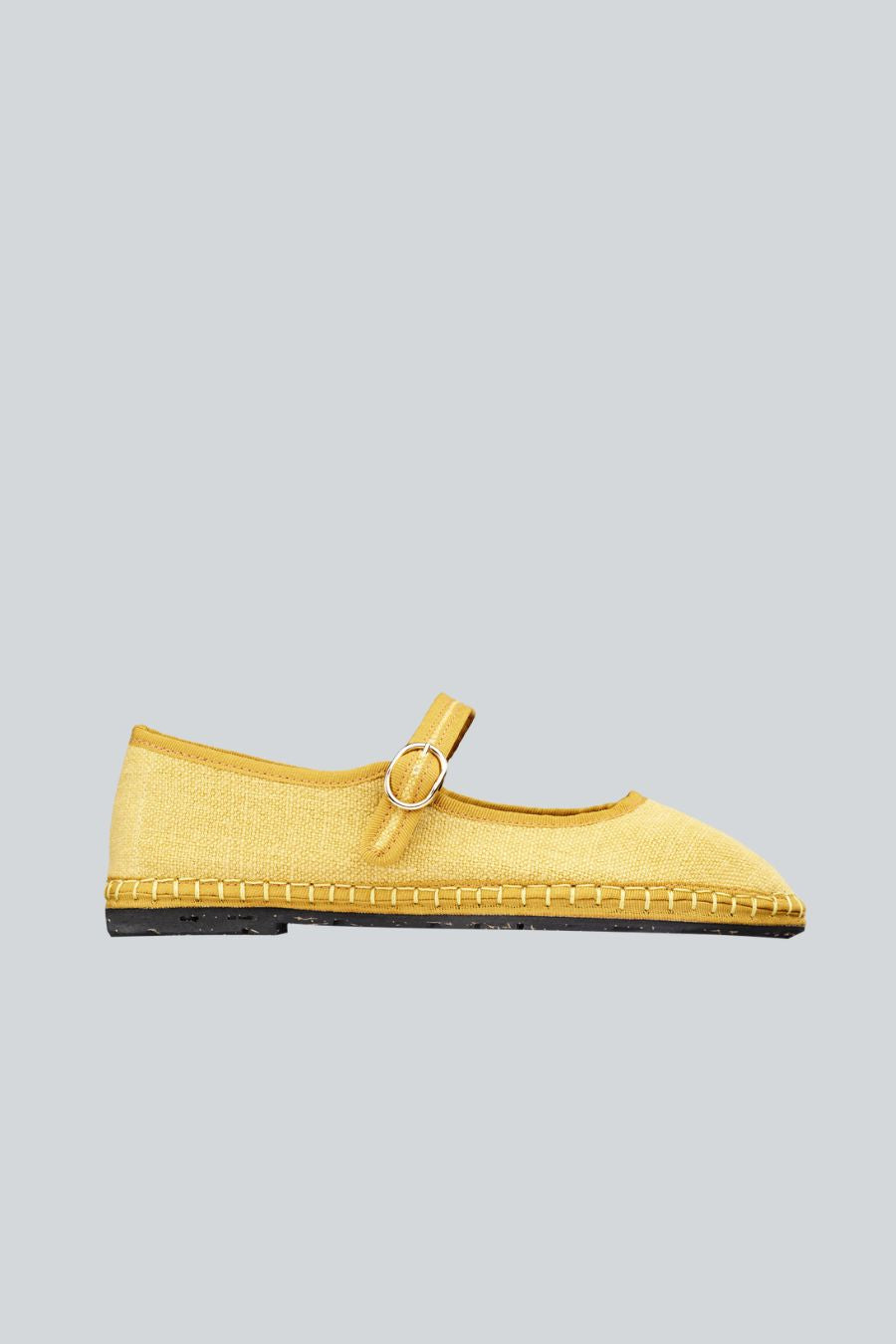 Zapato amarillo tela y lino con suela de caucho 