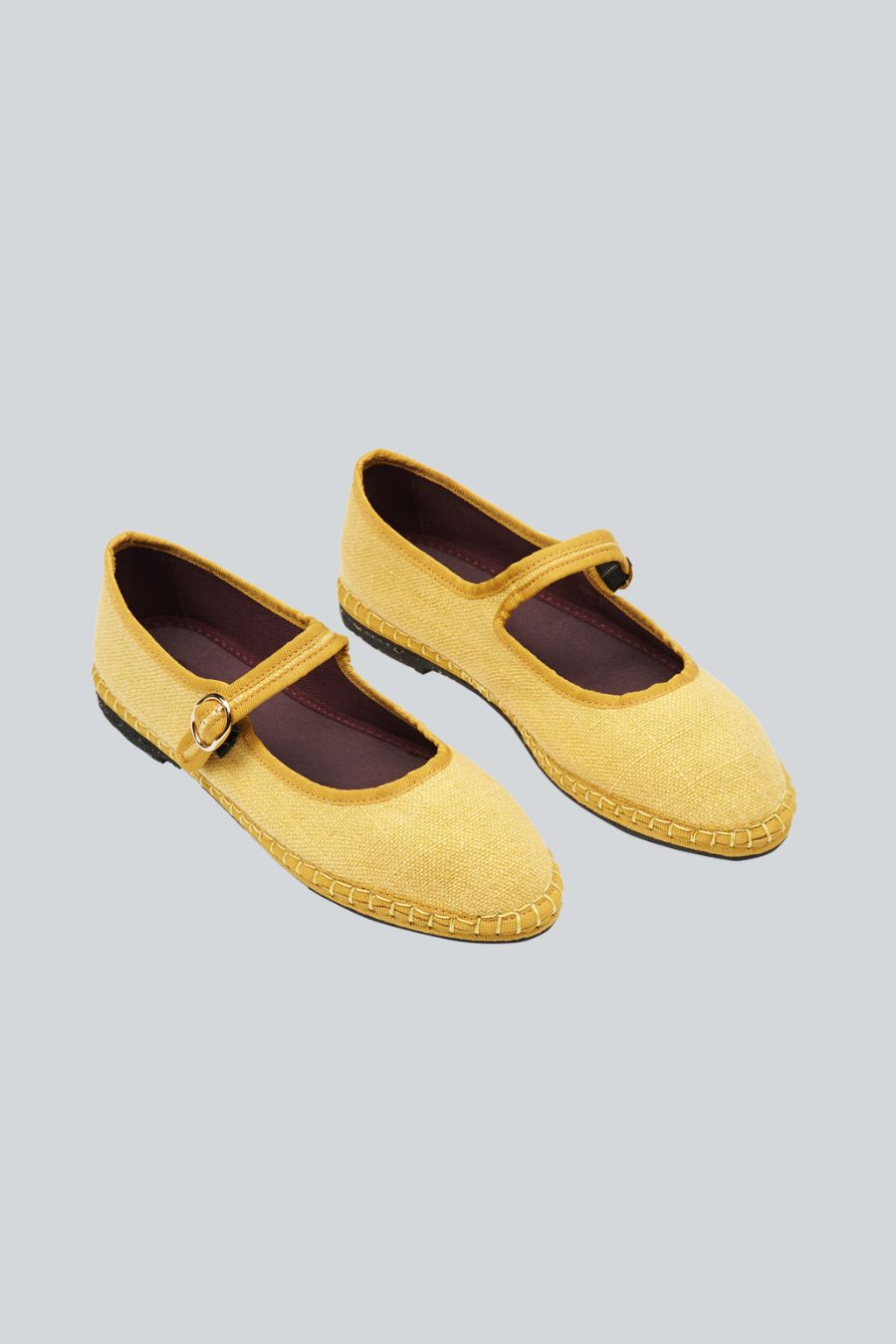 Zapato amarillo tela y lino con suela de caucho 